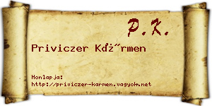 Priviczer Kármen névjegykártya